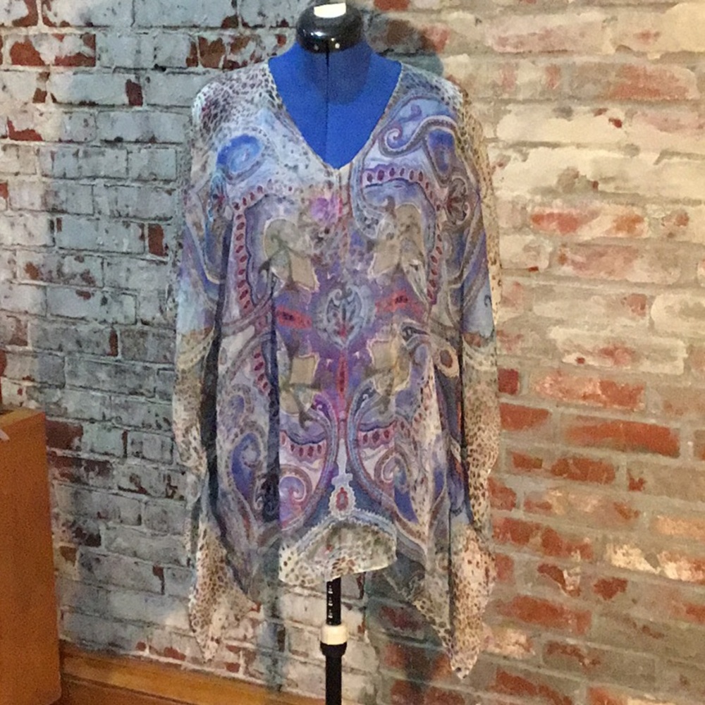 Sheer poncho style blouse